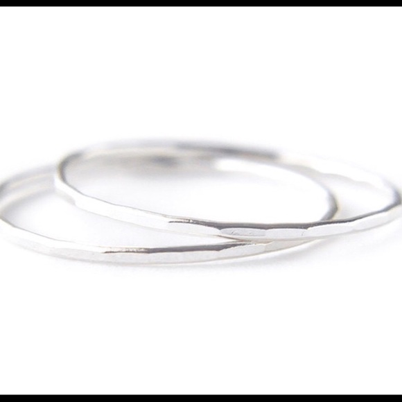 (2-13)Set of 2 925 Sterling Silver Skinny 1mm Faceted Skinny Stacking Band Rings - Picture 4 of 8